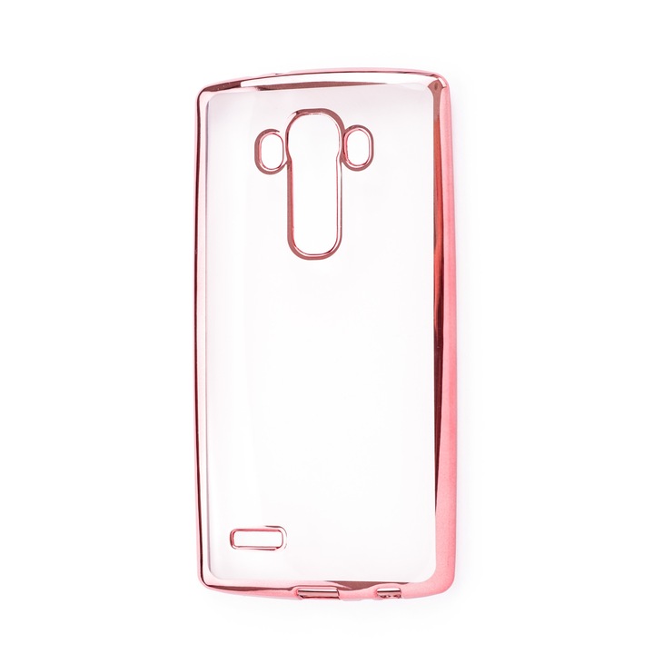 Прозрачен силиконов кейс с цветни краища за LG G3, Case, Мек, Розов