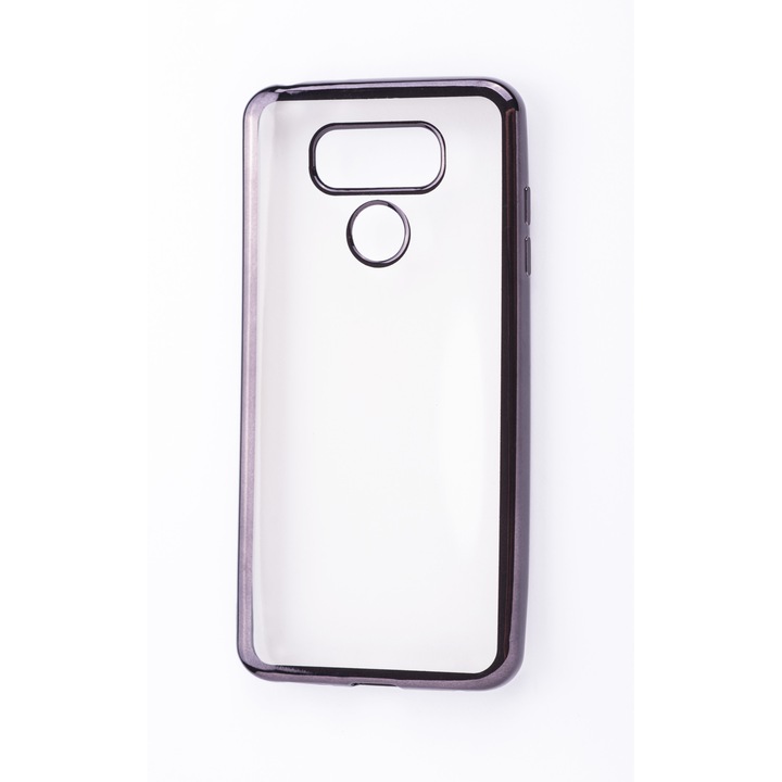 Прозрачен силиконов кейс с цветни краища за LG G5, Case, Мек, Черен