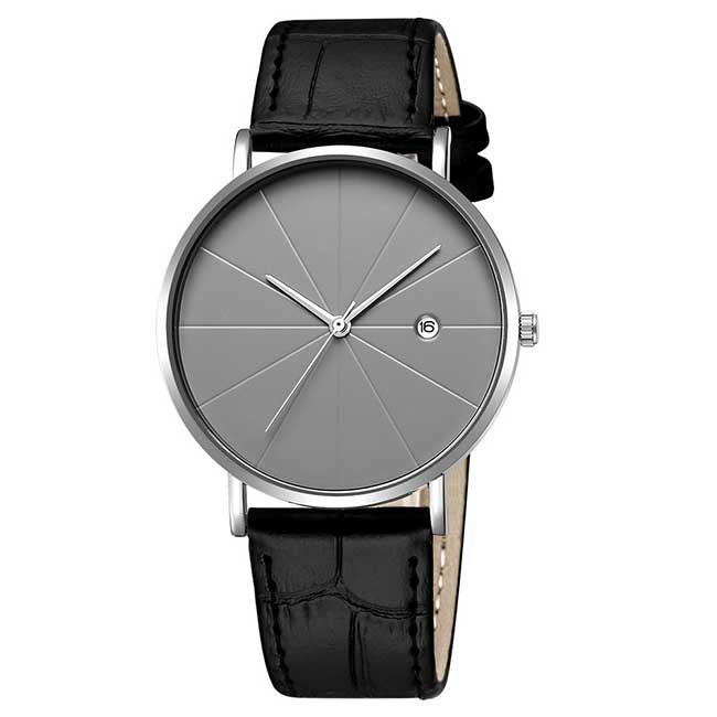 Ceas Viser Unisex Quartz Casual Elegant Gri, PN999544GI, curea din piele, afisaj Analog