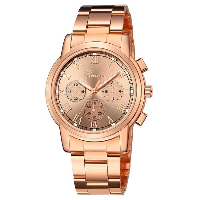 Ceas Geneva Unisex Quartz Casual Elegant Rose, PN999536RE, curea din metal (zale), afisaj Analog