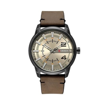 Ceas Curren Barbatesc Quartz Casual Elegant Bej, PN999499BJ, curea din piele, afisaj Analog Ceas Curren Barbatesc Quartz Casual Elegant Bej, PN999499BJ, curea din piele, afisaj Analog