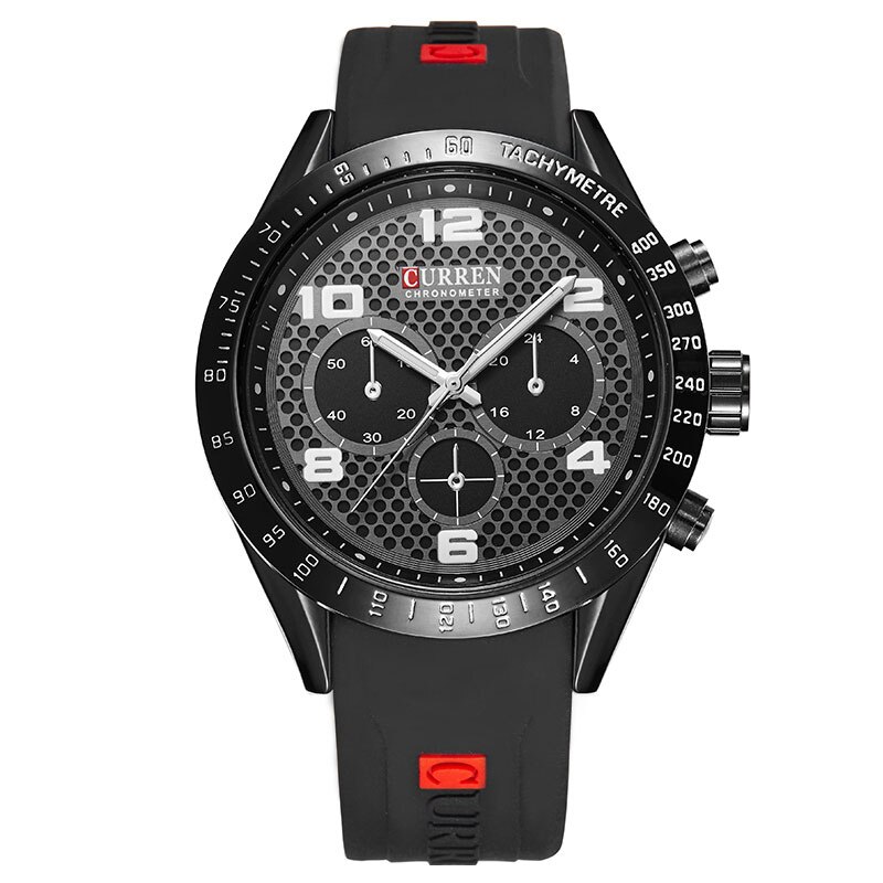 Ceas Curren Barbatesc Quartz Casual Elegant Negru, PN999772NU, curea din silicon, afisaj Analog