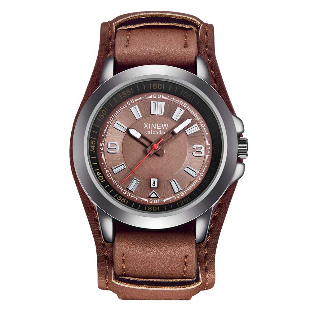 Ceas XINEW Barbatesc Quartz Casual Elegant Maro, PN999474MO, curea din piele, afisaj Analog