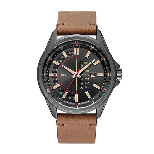 Ceas Curren Barbatesc Quartz Casual Elegant Maro, PN999493MO, curea din piele, afisaj Analog
