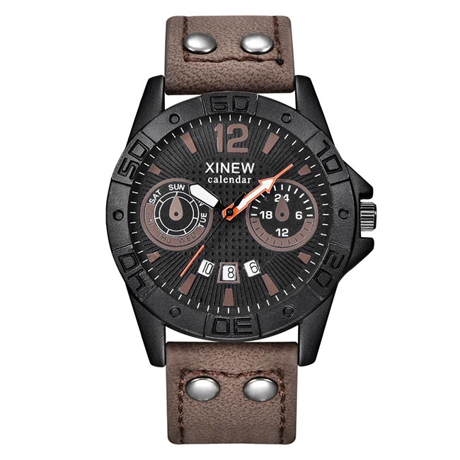 Ceas XINEW Barbatesc Quartz Sport Maro, PN999373MO, curea din piele, afisaj Analog