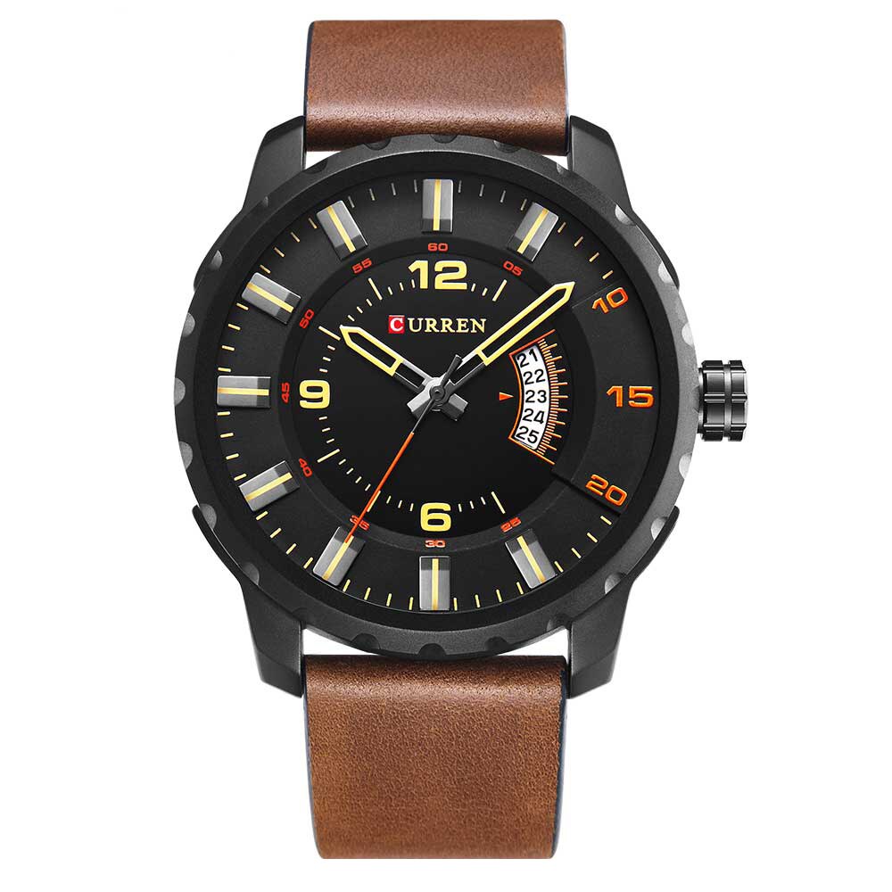 Ceas Curren Barbatesc Quartz Casual Elegant Maro, PN999925MO, curea din piele, afisaj Analog