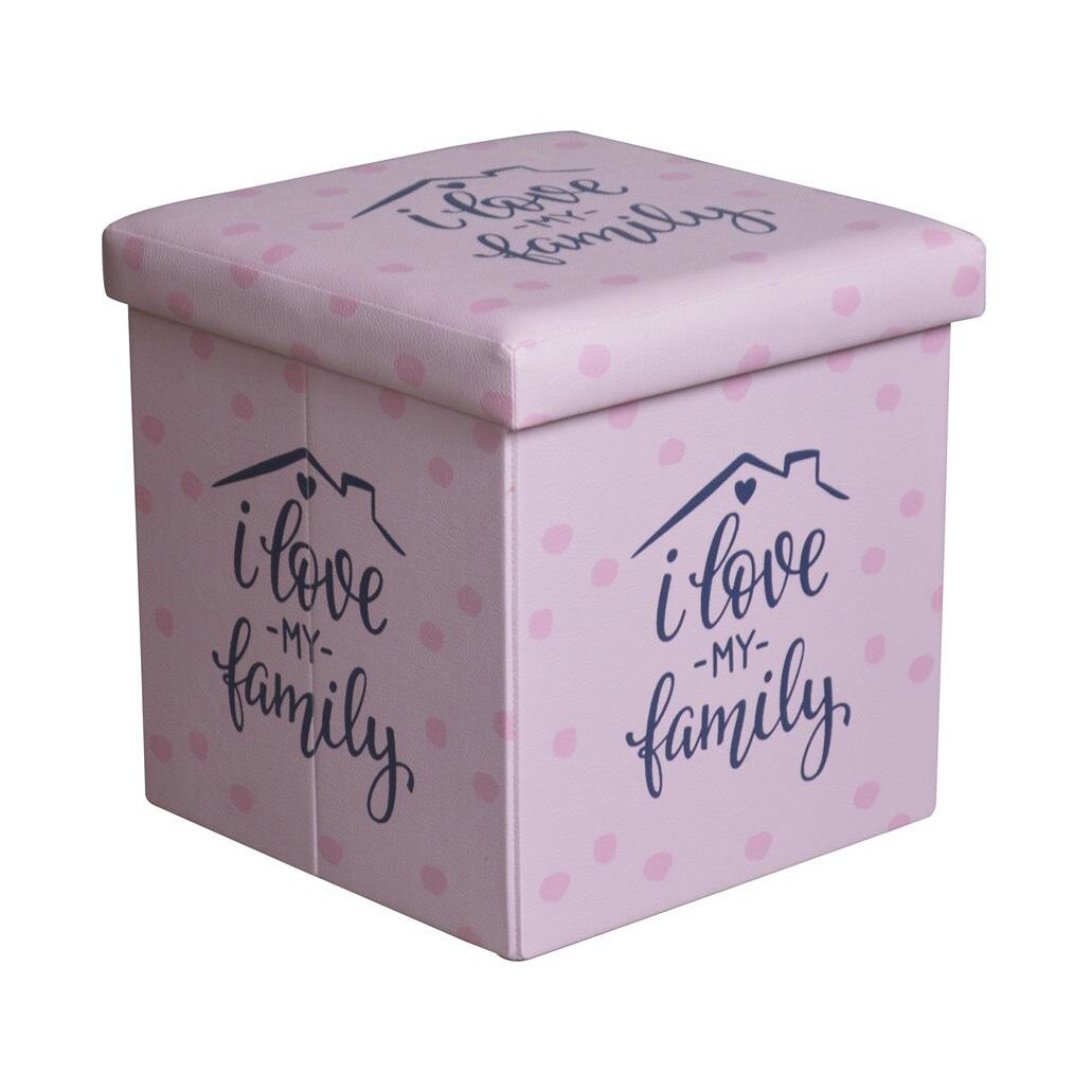 Taburet pliabil textil cu spatiu de depozitare Heinner Home, 38x38x38 cm