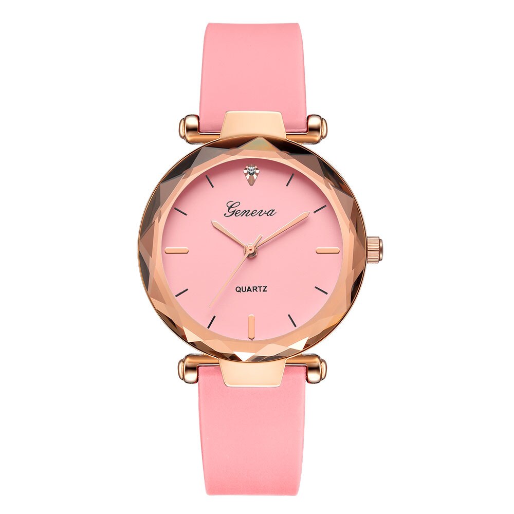 Ceas Geneva Dama Quartz Casual Elegant Roz, PN999254RZ, curea din silicon, afisaj Analog