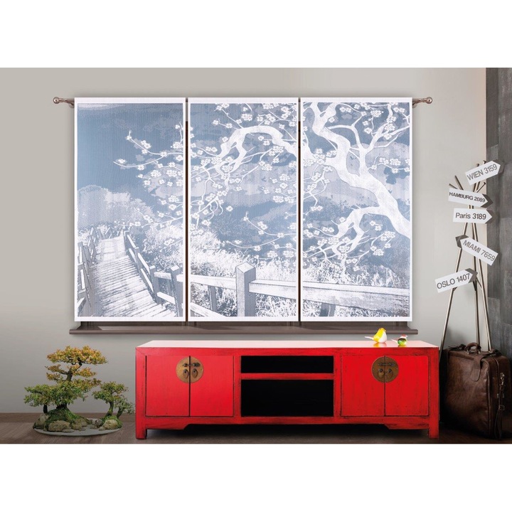 Set Perdele dantela Trio 225 cm (3 x 75 cm) x 160 cm 100% Poliester alb