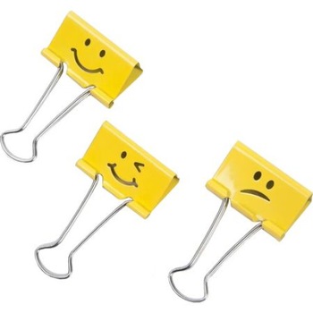Binder clip Emoticon set 35 bucati, galbene Binder clip Emoticon set 35 bucati, galbene