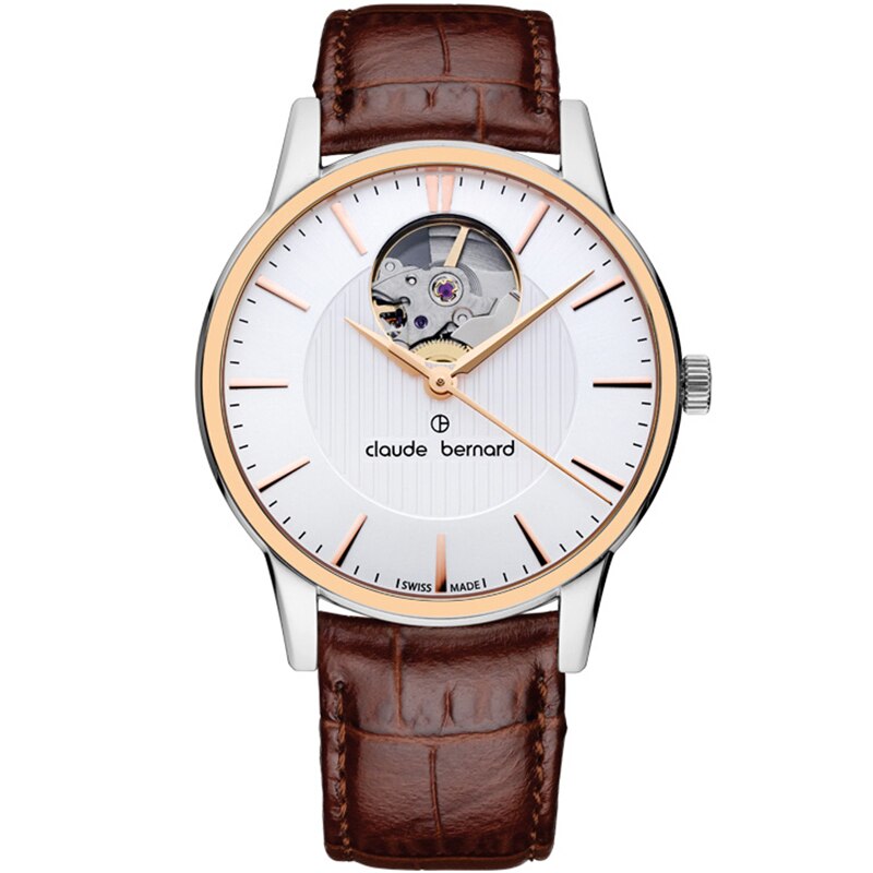 Ceas dama Claude Bernard 85018 357R AIR Automatic Argintiu, Rose gold
