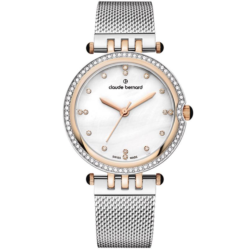 Ceas dama Claude Bernard 20085 357RM NAPR Quartz Argintiu, Rose gold