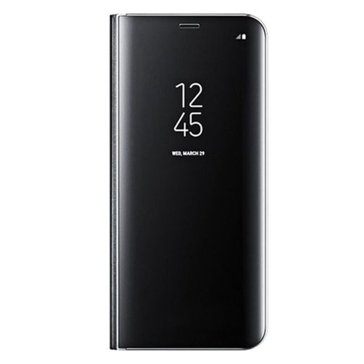 Husa Clear View Huawei P30, cu functie stand, Neagra