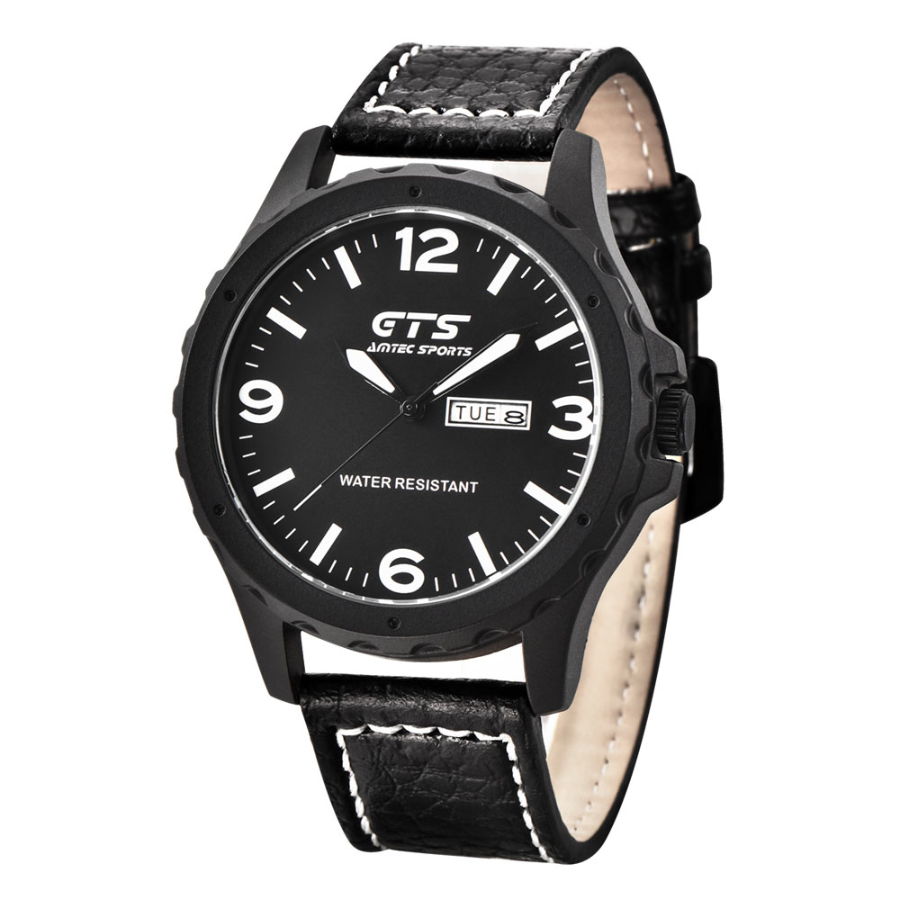 Ceas GTS Barbatesc Quartz Casual Elegant Alb, PN999260AB, curea din piele, afisaj Analog