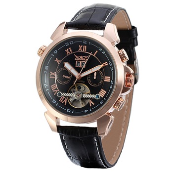 Ceas Unisex Automatic JarAgar Casual Elegant Rosegold-negru, CP9189RNU, curea din piele, afisaj analog Ceas Unisex Automatic JarAgar Casual Elegant Rosegold-negru, CP9189RNU, curea din piele, afisaj analog