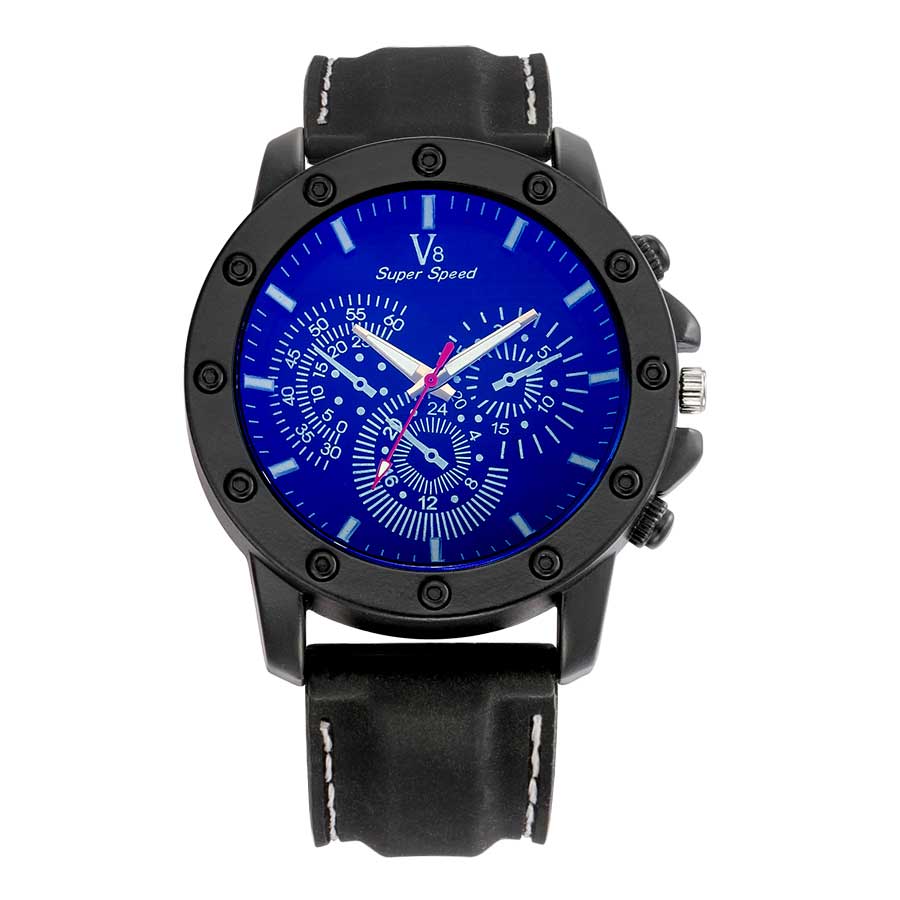 Ceas V6 Barbatesc Quartz Casual Elegant Negru, PN999286NU, curea din silicon, afisaj Analog