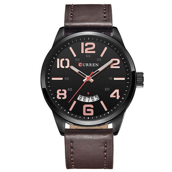 Ceas Curren Barbatesc Quartz Casual Elegant Negru, PN999933NU, curea din piele, afisaj Analog