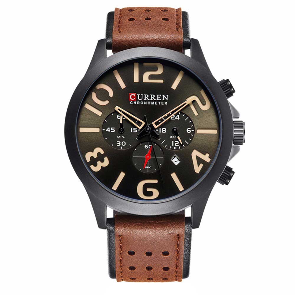 Ceas Curren Barbatesc Quartz Casual Elegant Negru, PN999926NU, curea din piele, afisaj Analog