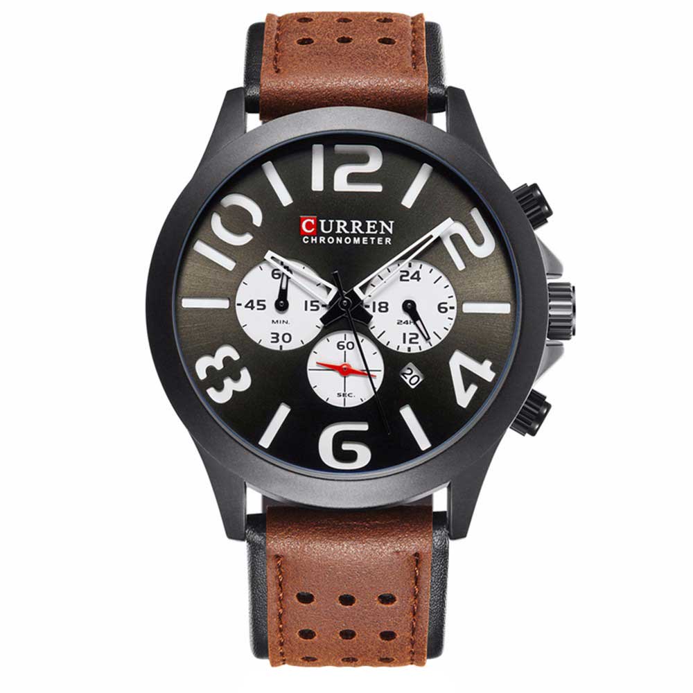 Ceas Curren Barbatesc Quartz Casual Elegant Alb, PN999926AB, curea din piele, afisaj Analog