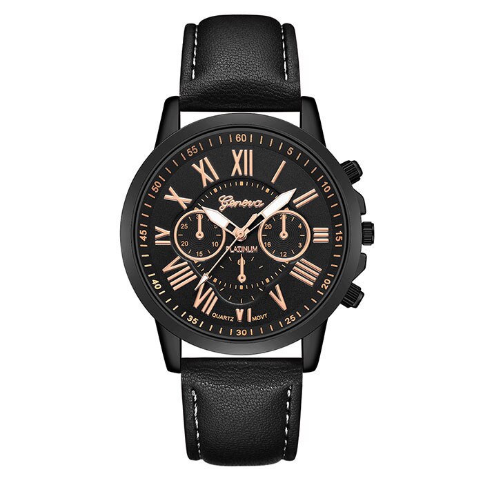 Ceas Quartz Geneva Casual Silver Negru-Rose 9952374
