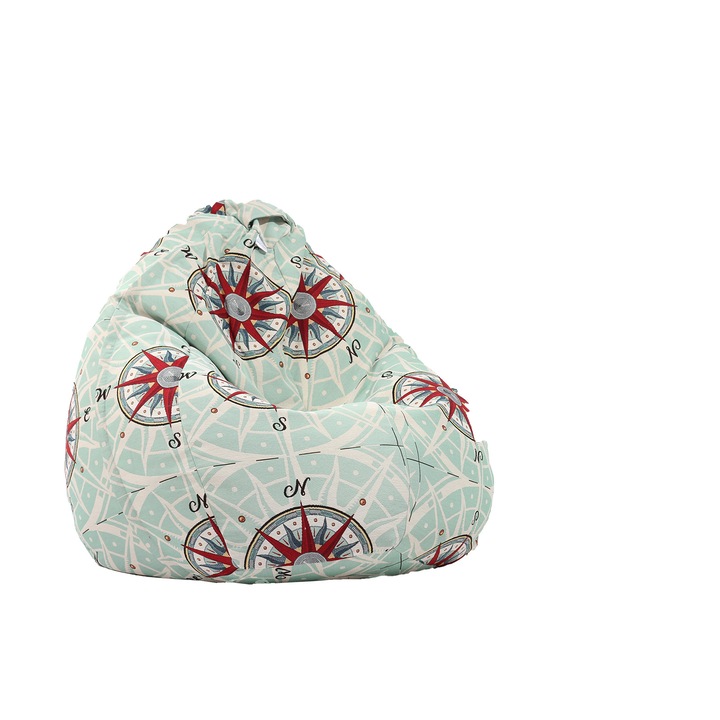 Fotoliu Pufrelax tip Sac Nirvana Grande Gama Premium Textil, True North, husa detasabila, umplut cu perle polistiren