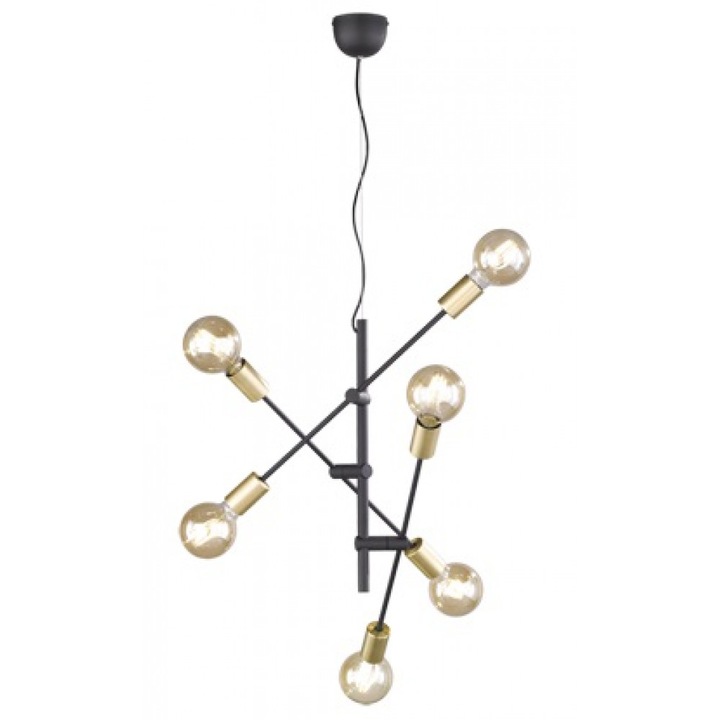 Пендел Trio CROSS 306700632, Метал, Черен мат, 6 x E27, max 28 W, IP20