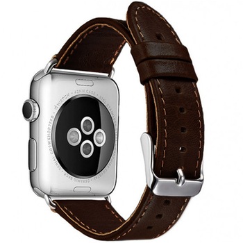 Curea iUni compatibila cu Apple Watch 1/2/3/4/5/6, 40mm, Vintage, Piele, Dark Coffee