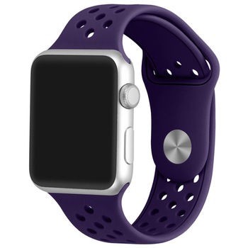 Curea iUni compatibila cu Apple Watch 1/2/3/4/5/6, 40mm, Silicon Sport, Purple