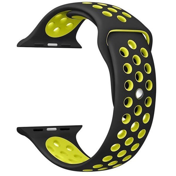 Curea pentru Apple Watch 40 mm Silicon Sport iUni Negru-Galben