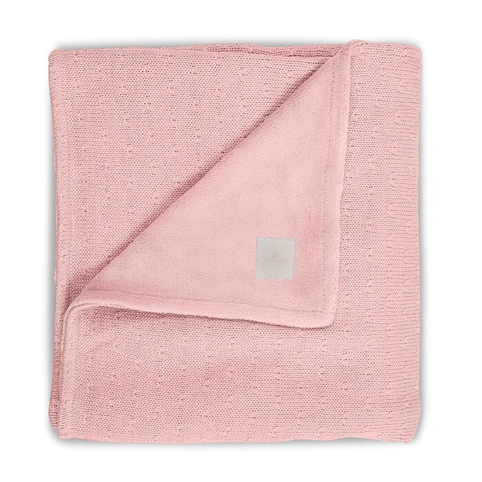 Paturica bebe 2 fete, Jollein Soft, 100x150 cm, tricot, fleece, roz corai