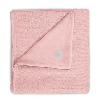 Paturica bebe 2 fete, Jollein Soft, 100x150 cm, tricot, fleece, roz corai Paturica bebe 2 fete, Jollein Soft, 100x150 cm, tricot, fleece, roz corai