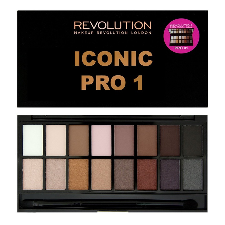 Палитра сенки за очи Makeup Revolution Salvation Palette Iconic Pro 1, 16 гр