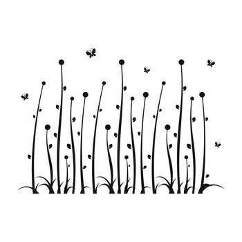 Sticker decorativ modern, Plante cu flori si fluturi, PVC autocolant, Negru, 100 x 143 cm Sticker decorativ modern, Plante cu flori si fluturi, PVC autocolant, Negru, 100 x 143 cm