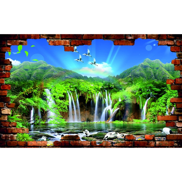 Sticker oaza de liniste iluzie broken wall 3D 160 x 100 cm