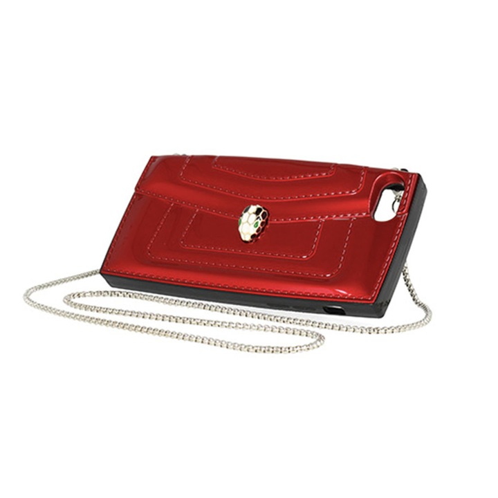 Калъф Serpenti, Съвместим с iPhone X, Тип чанта, С метална верижка, Червен