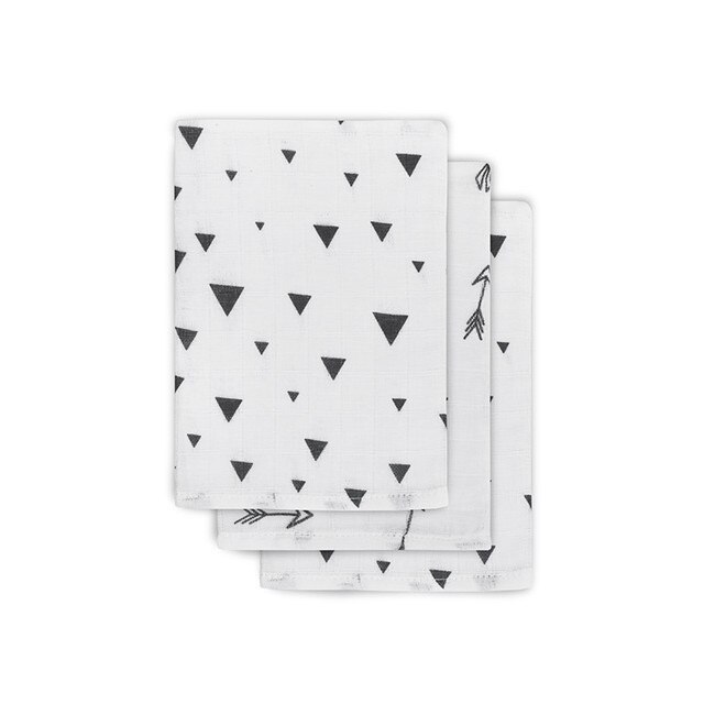 Set 3 manusi hidrofile, Jollein Indians, 15x20 cm, bumbac, alb negru