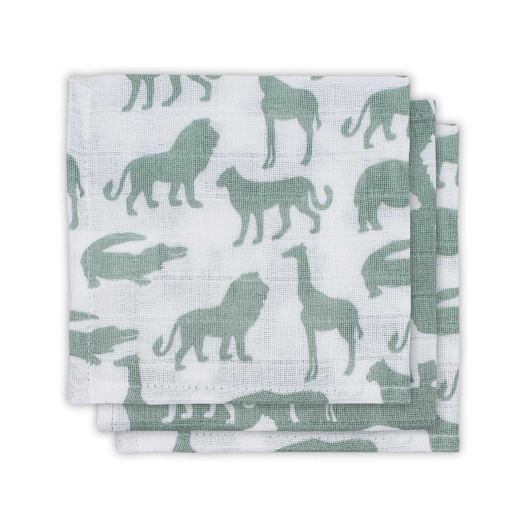 Set 3 batiste hidrofile, Jollein Safari, 31x31 cm, bumbac, verde