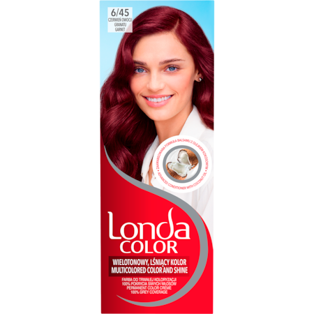 Vopsea de par permanenta Londa 6/45 Rosu granat, 110ml