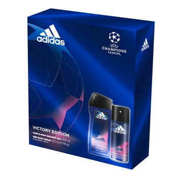 Set Adidas UEFA Victory Edition, Barbati: Deodorant Spray, 150 ml + Gel de dus, 250 ml Set Adidas UEFA Victory Edition, Barbati: Deodorant Spray, 150 ml + Gel de dus, 250 ml