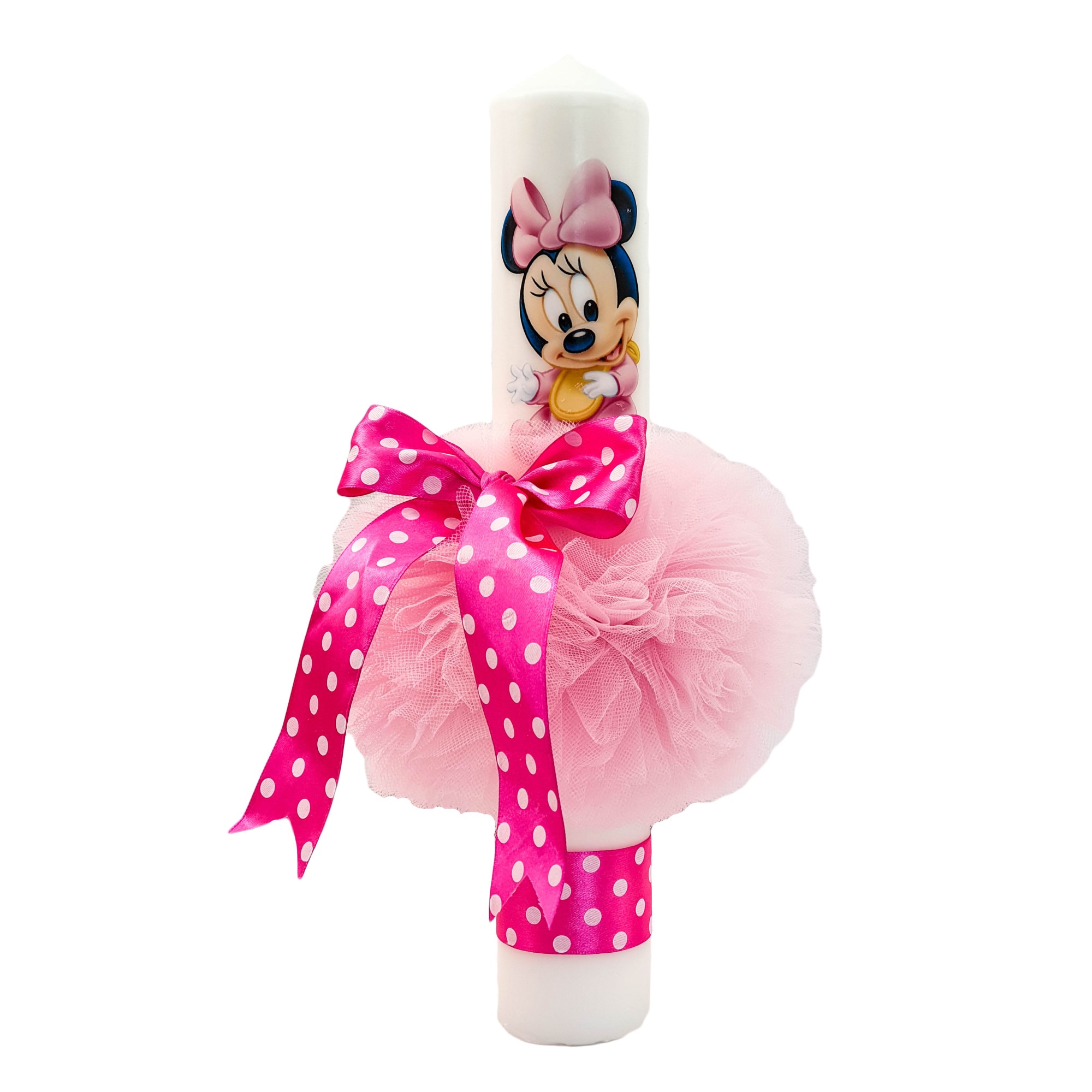 Lumanare botez Fantasia Land, model Minnie, culoare roz