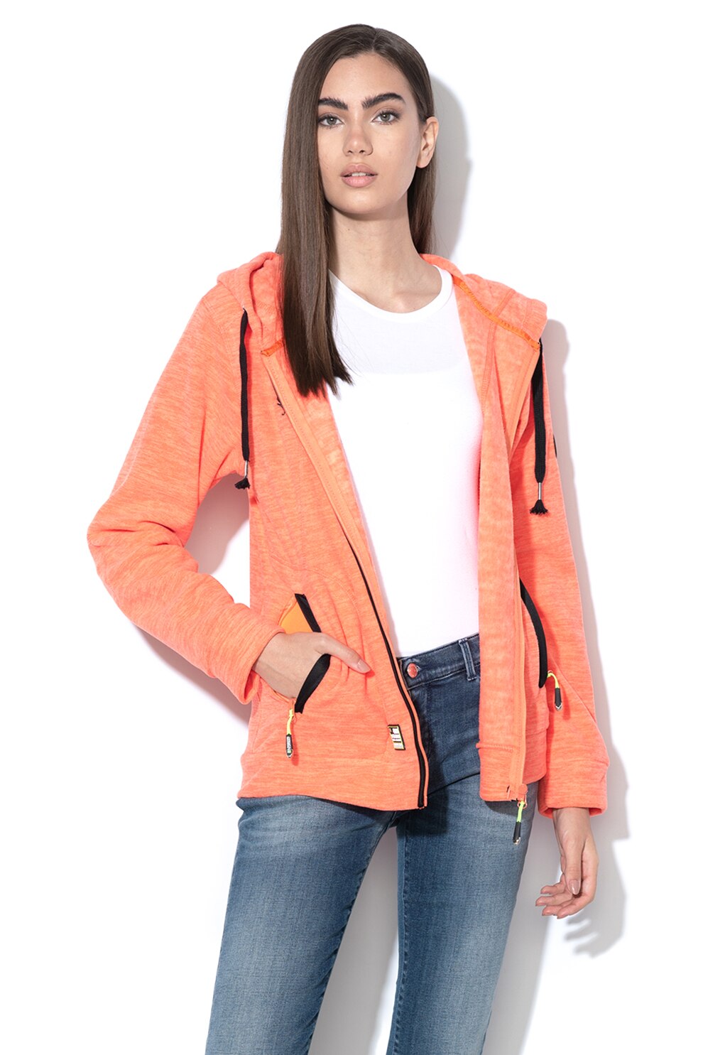 Geographical Norway, Hanorac din fleece cu fermoar Twelve, Oranj mandarina