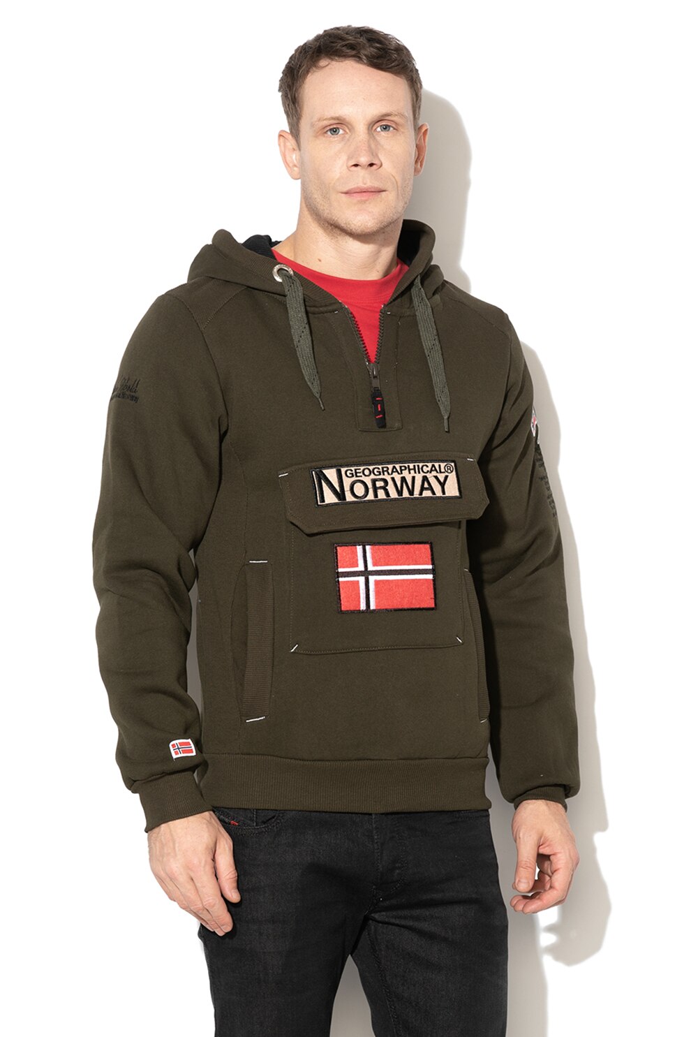Geographical Norway, Hanorac cu logo brodat Gymclass, Verde militar