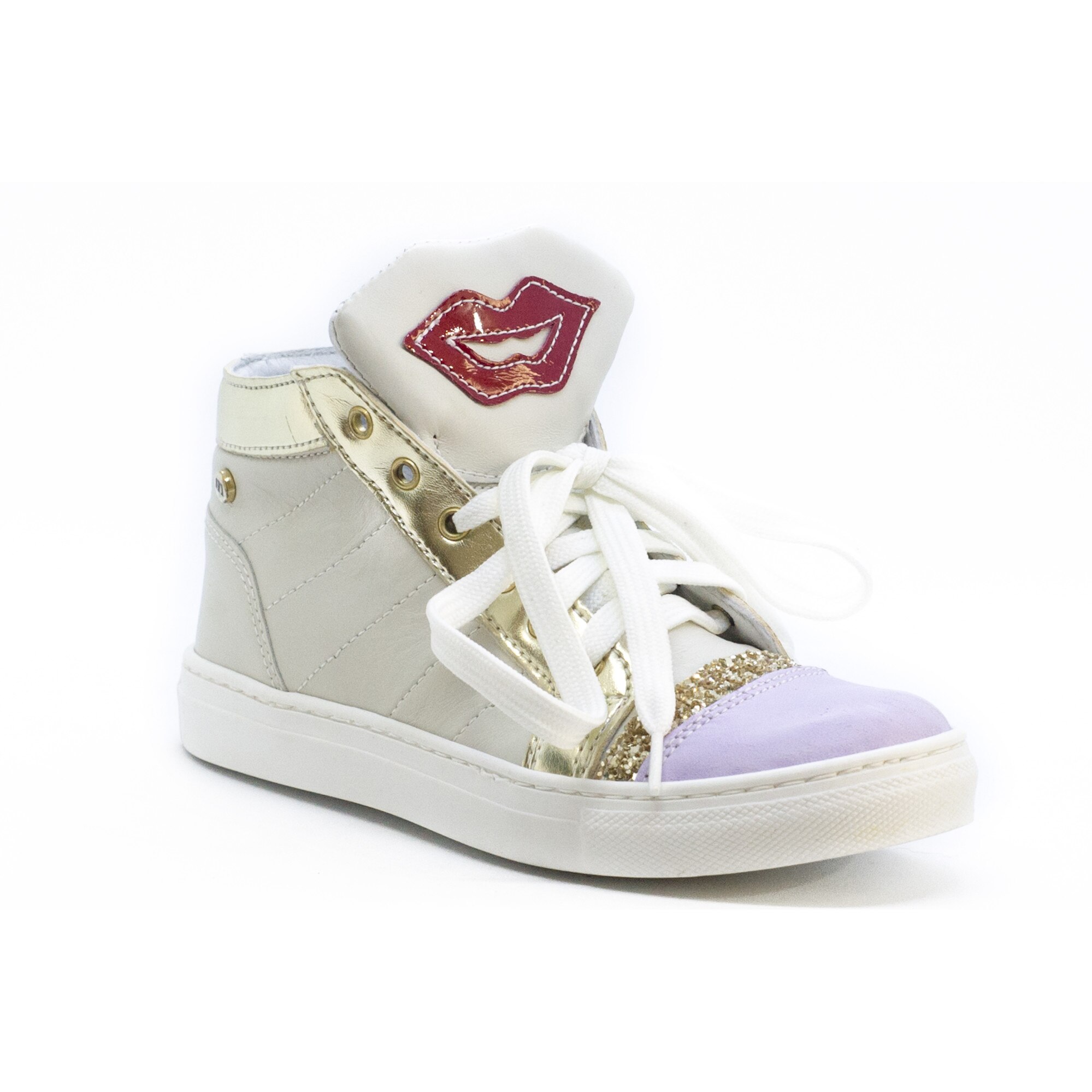 Ghete crem si bombeu lila deschis pentru fete, Melania, 32 EU