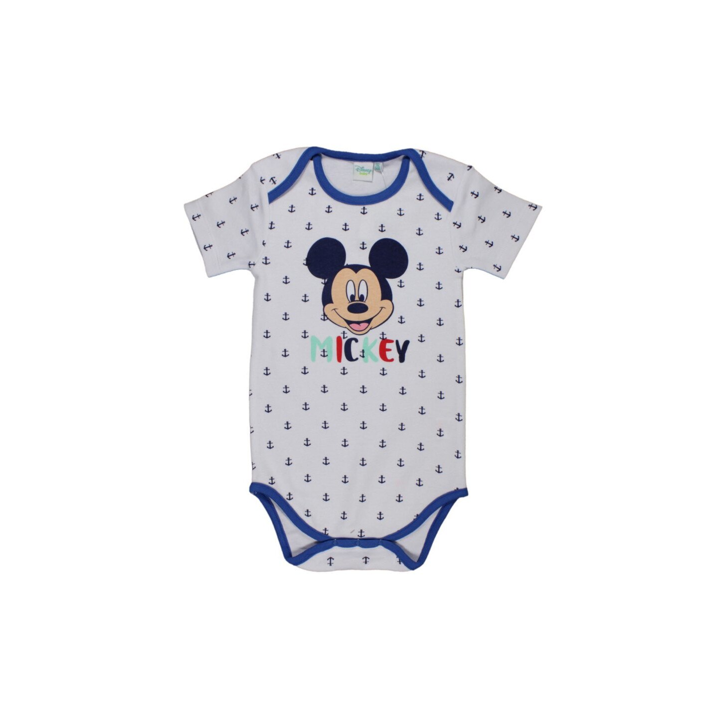 Body maneca scurta, Mickey Mouse, alb cu ancore