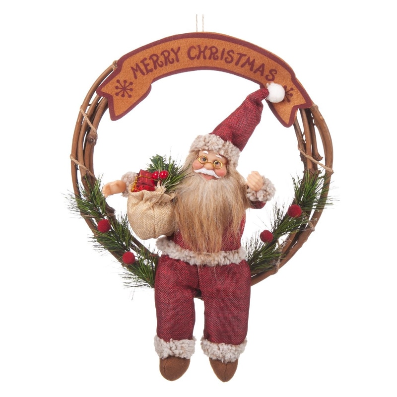 Coronita pentru usa Mos Craciun, 42 cm, mesaj Merry Christmas