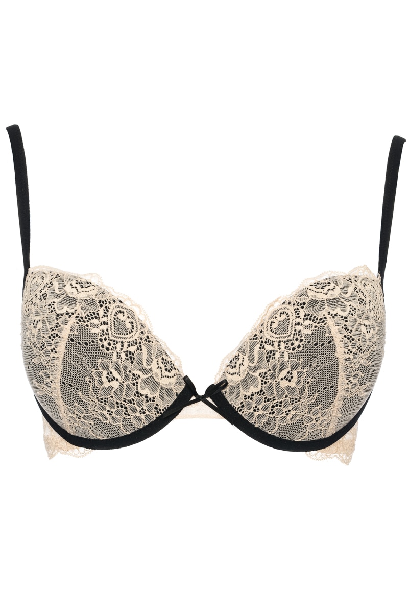 Sutien din dantela, cu burete gradual, Intimamoda, Cecilia 6044, Bej/Negru