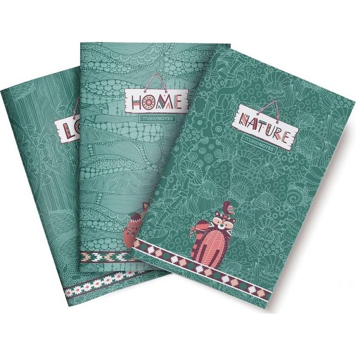 Set 3 caiete, Make Notes, A6/32K, 32 pagini, Verde