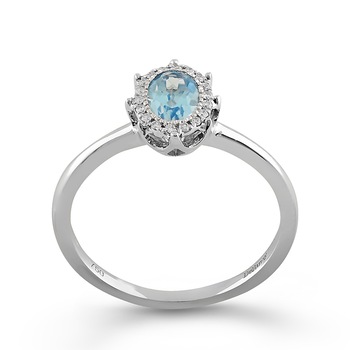 Inel Deruvo Aur 18k Diamante, Topaz Albastru, 51 R33766-BTDW Inel Deruvo Aur 18k Diamante, Topaz Albastru, 51 R33766-BTDW