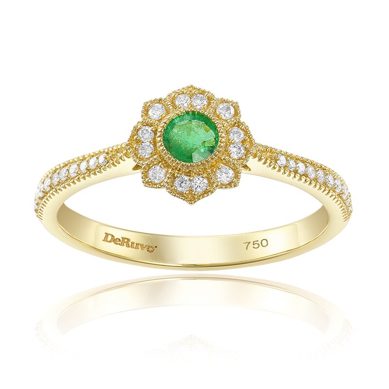 Inel Deruvo Aur 18k Diamante, Smarald, 55 R8585E-Y