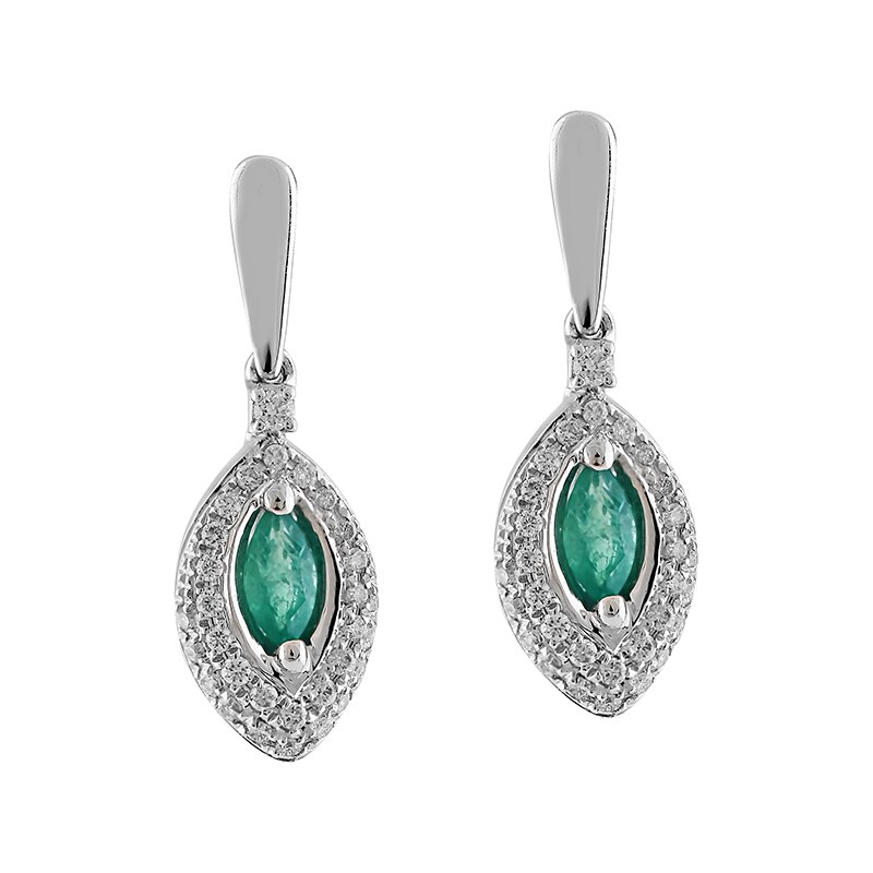 Cercei Deruvo Aur 18k Diamante, Smaralde E24709EWN-W